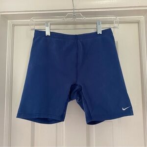 Vintage 90s Nike Blue Cotton Stretch Shorts Youth Size Medium 8-10 Made In USA